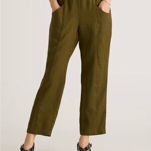 Quince Olive European Linen Pant